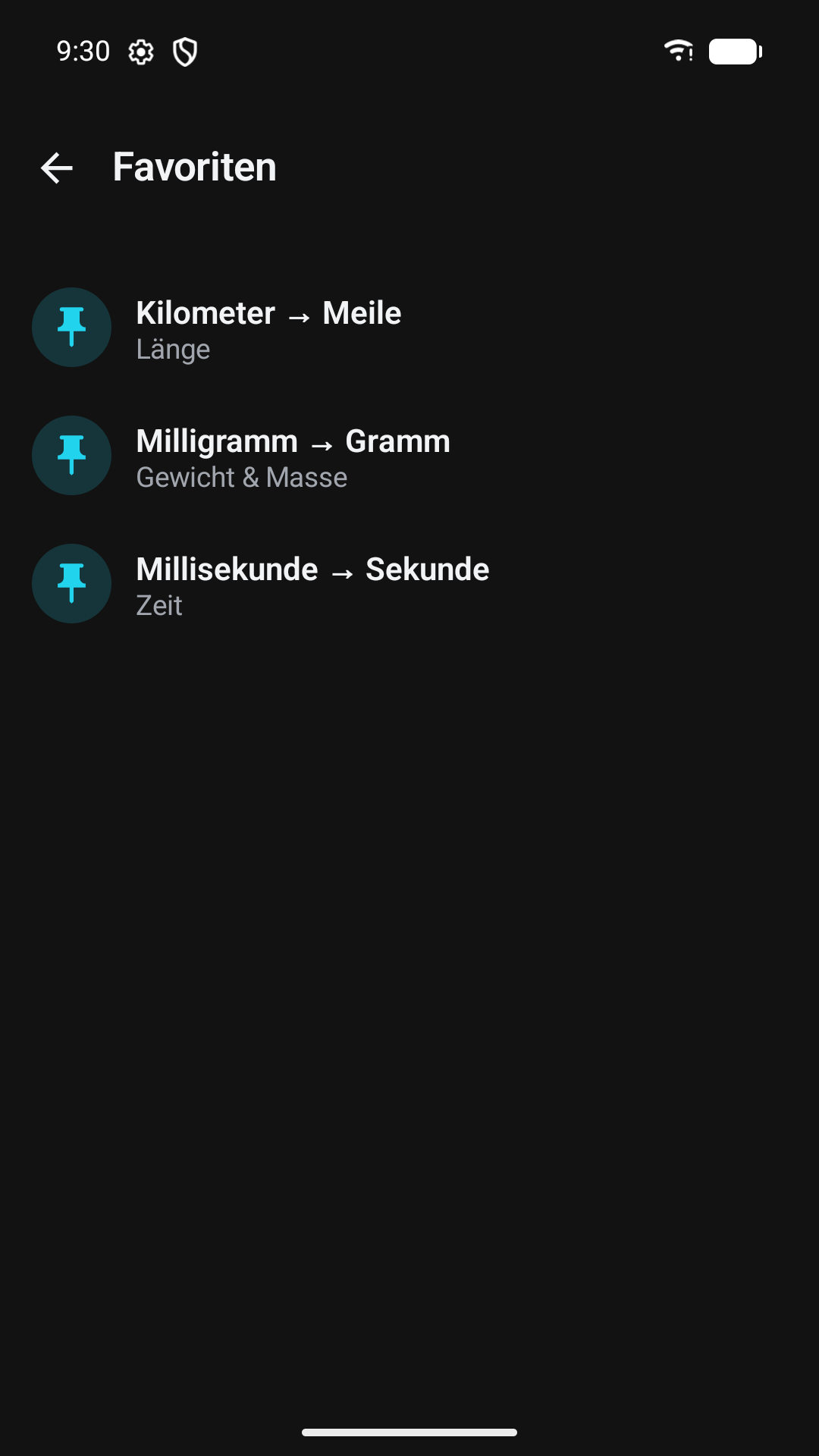 Skalario Favoriten-Übersicht